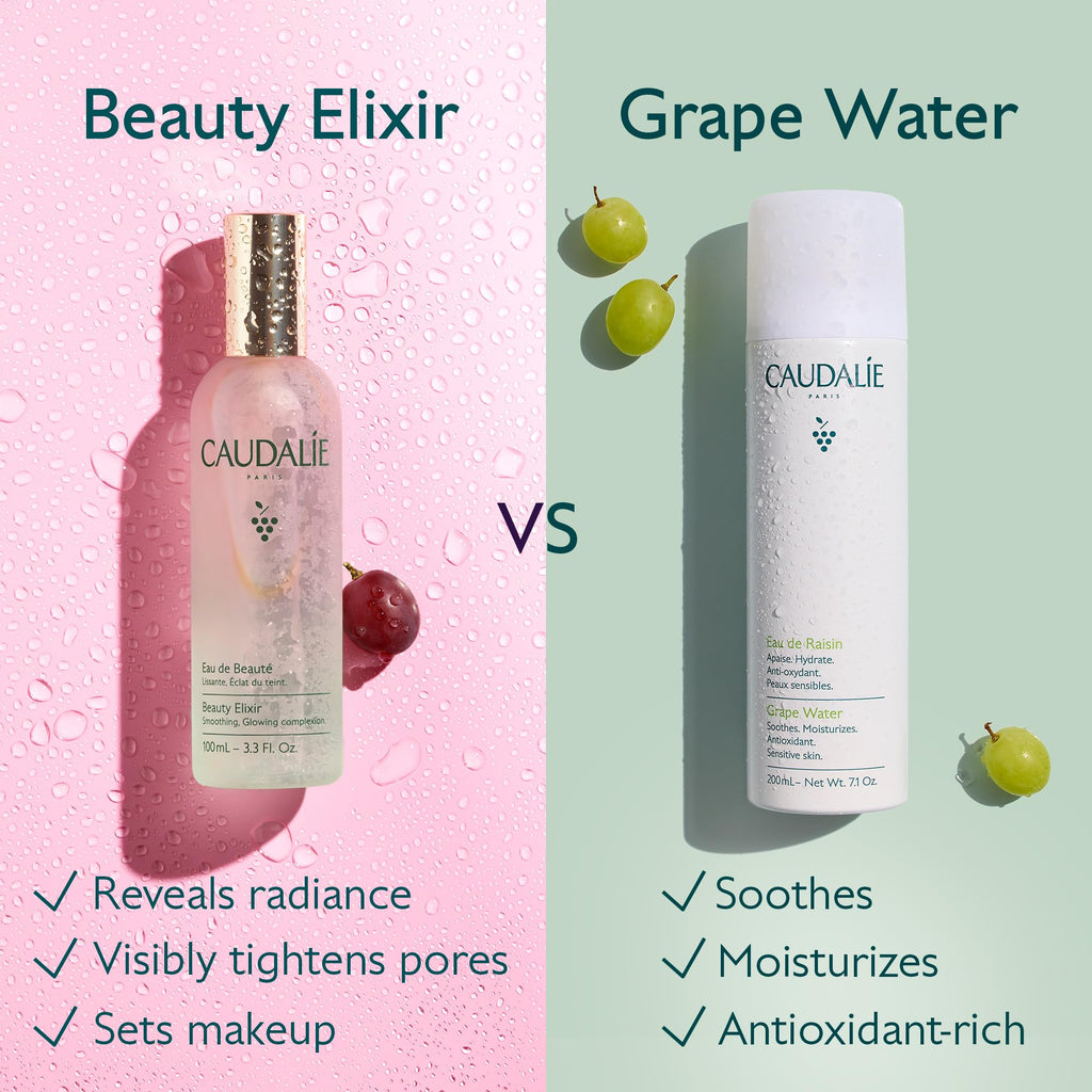 Caudalie Beauty Elixir Face Mist: Toner That Tightens Pores + Reduces Dullness + Sets Makeup - 100 mL