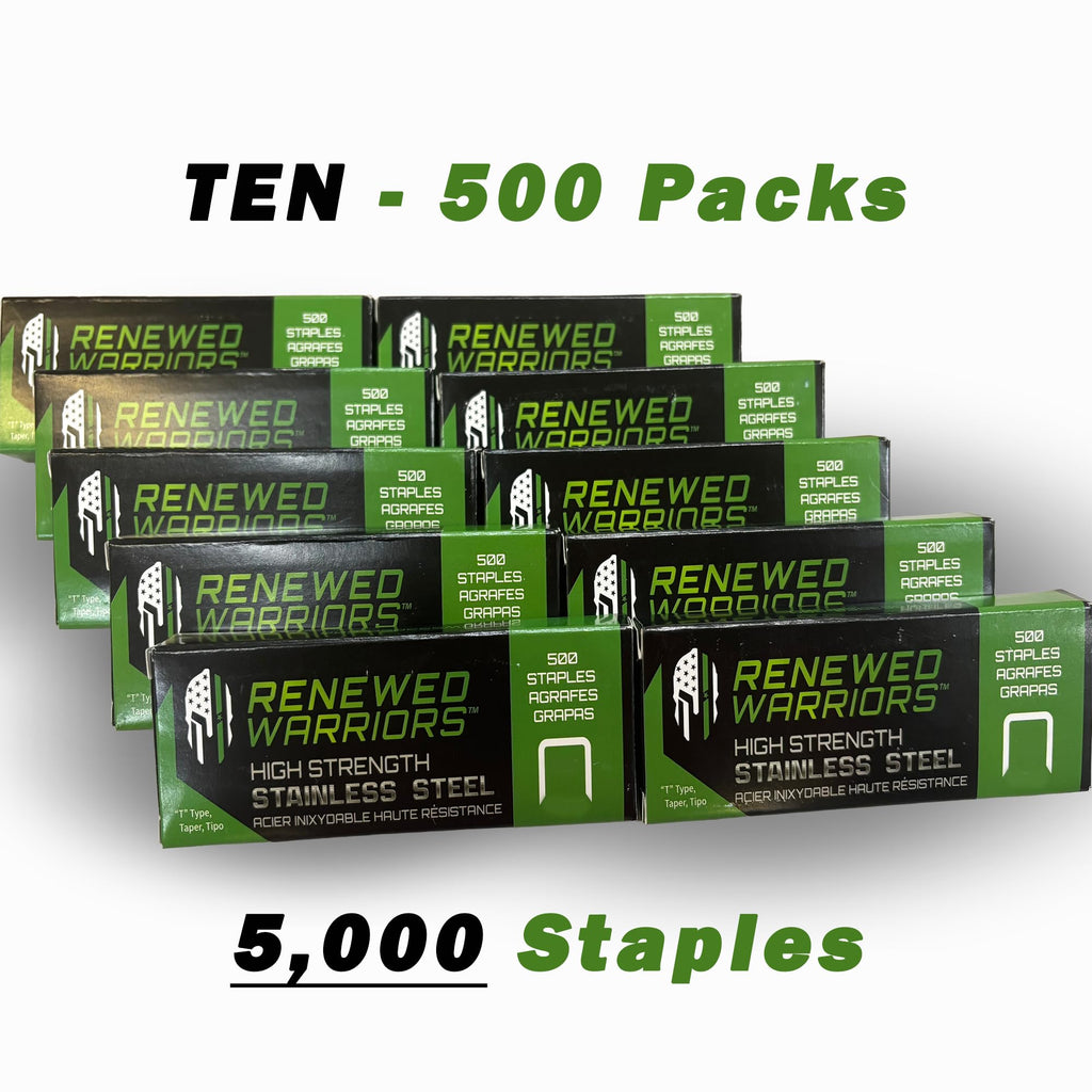 T50 Stainless Steel Staples Marine; T/50 Type (3/8" in Leg; 3/8" Crown) T-50 Staples - (10) 500 Packs or 5000