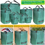 Professional 3-Pack 80 Gallon Lawn Garden Bags (D26, H33 inch) Reusable Yard Waste Bags with Gardening Gloves for Leaf Bag,Garden Pruning,Yard Debris Container,Lawn Grass Clippings,Weeds Bag 4 Handles