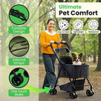 AdventEdge Pet Stroller 3 in 1 Foldable Dog Stroller, Cat Strollers, Foldable pet Strollers & Cat Carrier, Pet Carrier, Lightweight with Cup Holder, Waterproof & Breathable Mesh Canopy