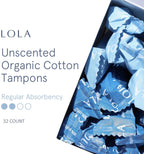 LOLA Organic Tampons, Regular Absorbency, 32 Count