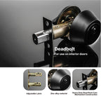 Exterior Door Lock Set with Deadbolt, Single Cylinder Deadbolt Lock and Door Knob Set, Keyed Alike Door Locks for Front Door,Matte Black Door Knob and Deadbolt Set(2Pack Set)