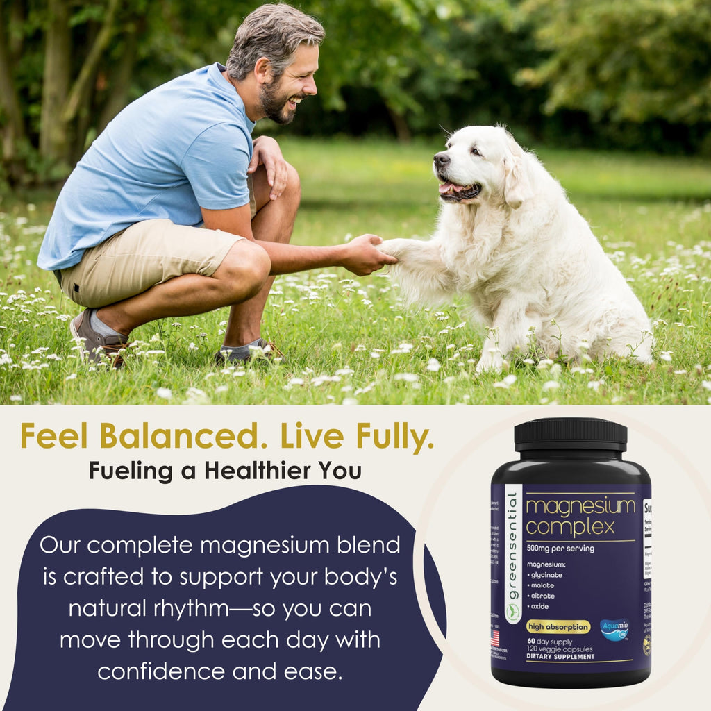 Greensential 5-in-1 Magnesium Complex 500mg | 2-Month Supply | Glycinate, Citrate, Malate, Oxide & Aquamin® | for Sleep, Muscle & Heart Support | High Absorption, 120 Capsules