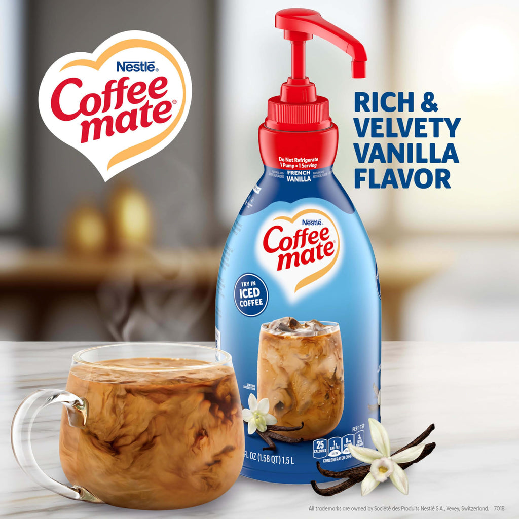 Nestle Coffee mate French Vanilla Non-Dairy Creamer Pump, 50.7 oz, 2-Pack