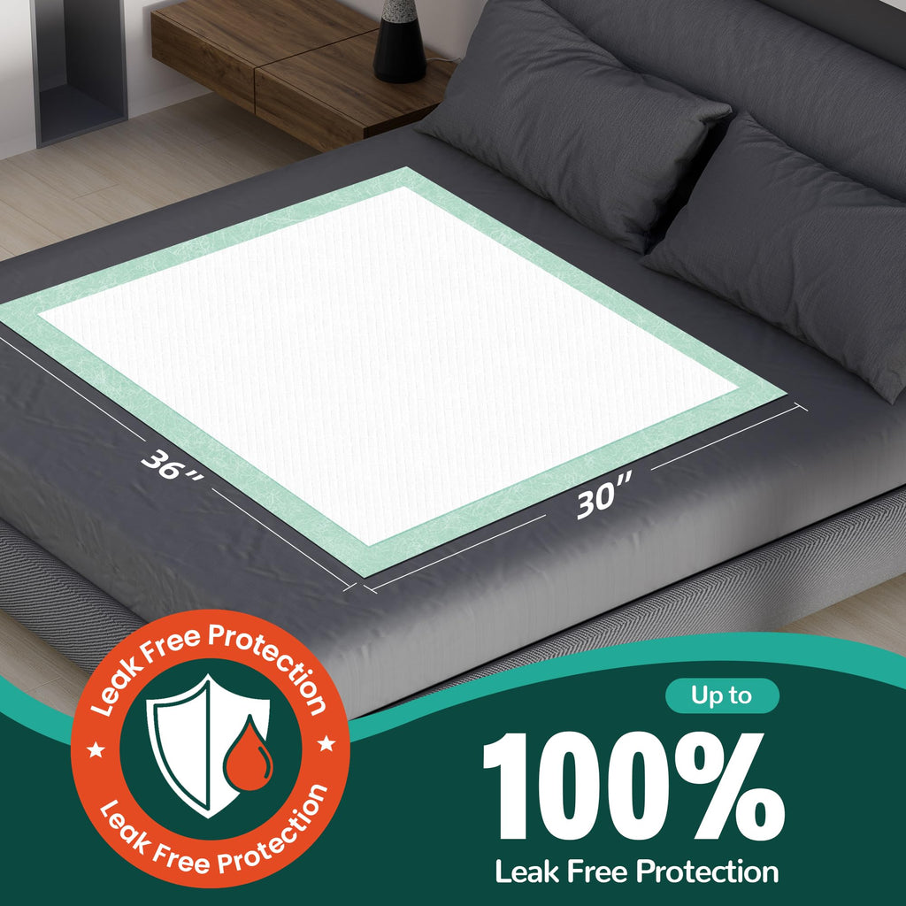 MILDPLUS Disposable Bed Pads 30“x36”, 50 Count Extra Large Underpads , Heavy Duty Absorbent Bed Pads for Adult Incontinence, Senior Care, Kids & Puppy Training Pads (No Adhesive)