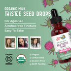 MaryRuth Organics Milk Thistle Seed Liquid Extract Drops, 1 fl oz | 1,190 mg Milk Thistle Seed | Silybum marianum | Alcohol-Free | Vegan | USDA Organic | Non-GMO