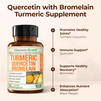 Quercetin with Bromelain Turmeric Curcumin Supplement – Allergy Relief, Immune & Joint Support – Organic Turmeric Supplement w/Bioperine for Enhanced Absorption, 120 Quercetin 500mg Capsules