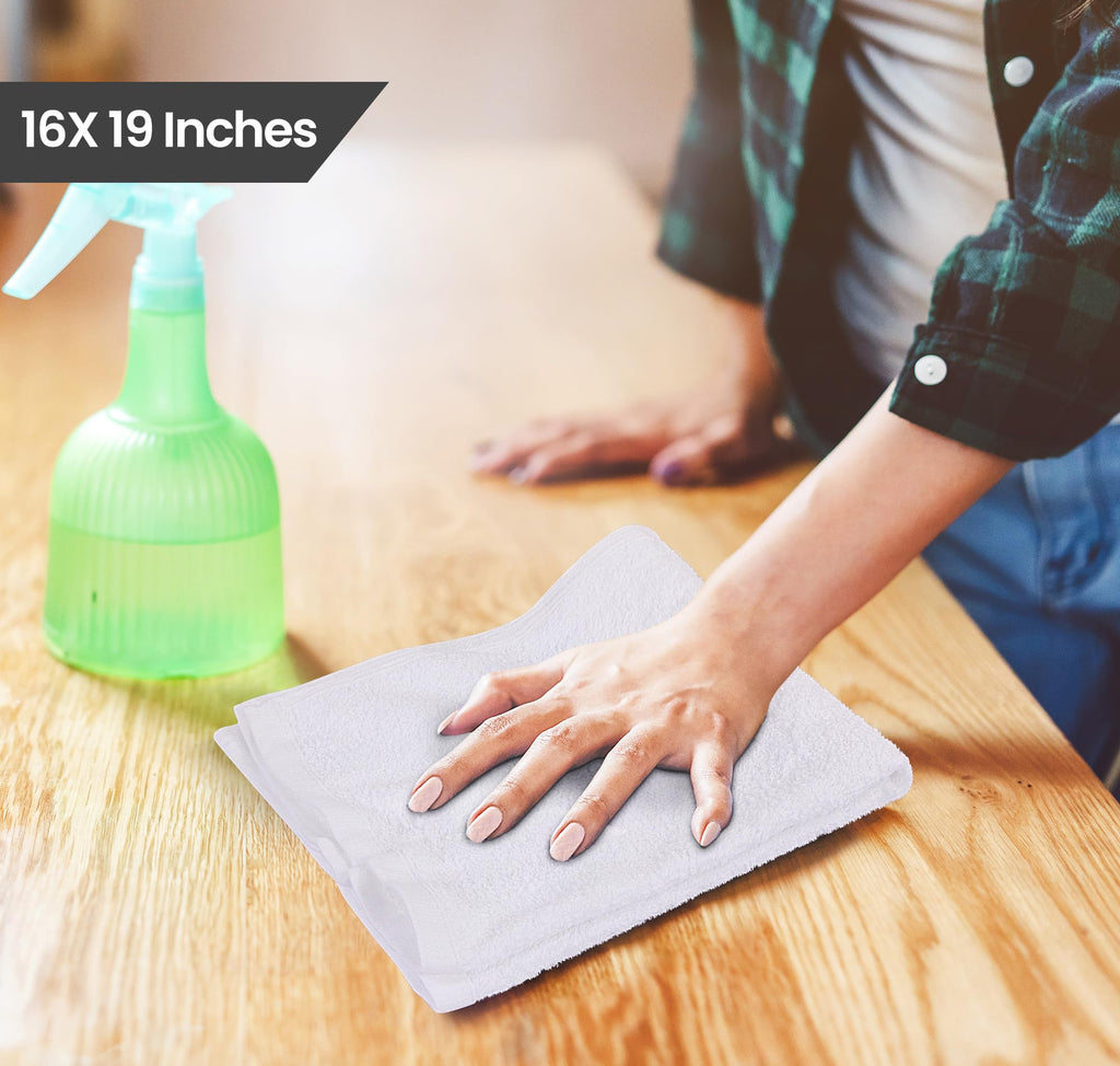 Utopia Towels Kitchen Bar Mops, Pack of 12, 16 by 19 Inches, 100% Cotton Super Absorbent White Towels, Multi-Purpose Cleaning Towels for Home and Kitchen Bars