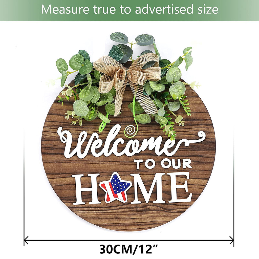 Interchange Welcome Sign Front Door Wreaths for Spring Fall Summer Winter