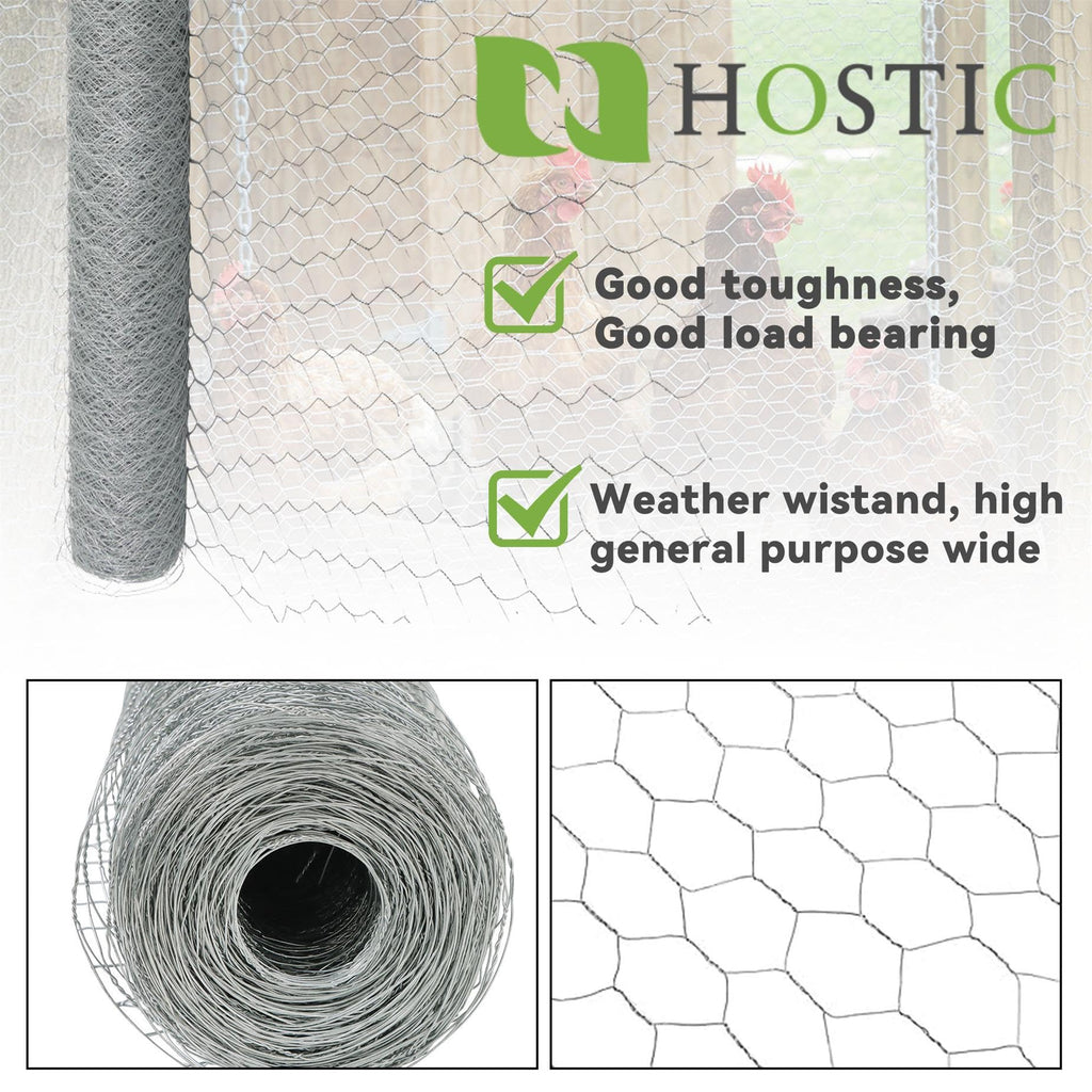 HOSTIC 6FTx150FT Chicken Wire Netting 2IN Galvanized Wire Mesh Hexagonal for Poultry Garden Fencing Barrier