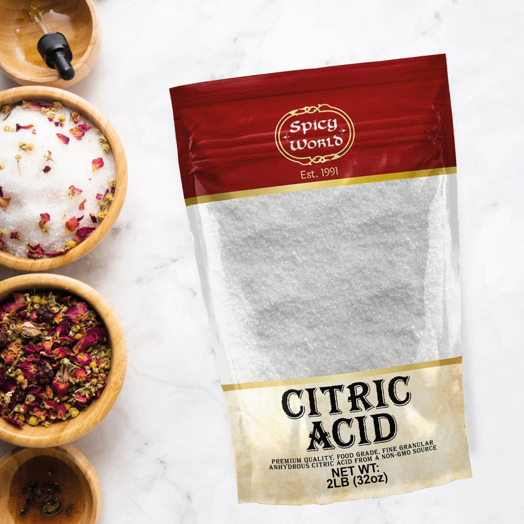 Citric Acid 2 LB Bag - 100% Pure, Food Grade & Non-GMO - Citric Acid Powder For Cleaning, Bath Bombs, Preserving - Fine Granular by Spicy World