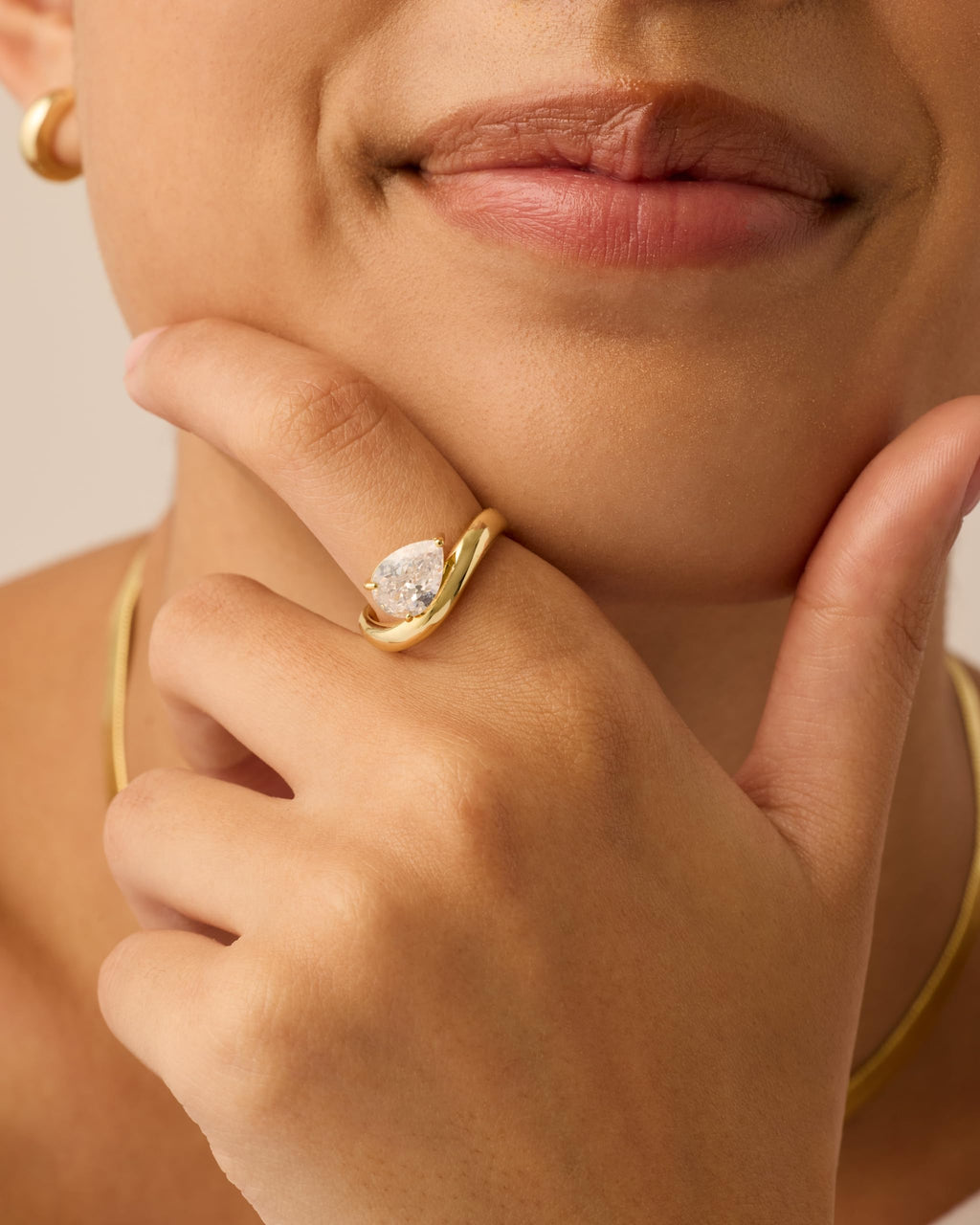 PAVOI 14K Yellow Gold Plated Pear Solitaire Premium Cubic Zirconia