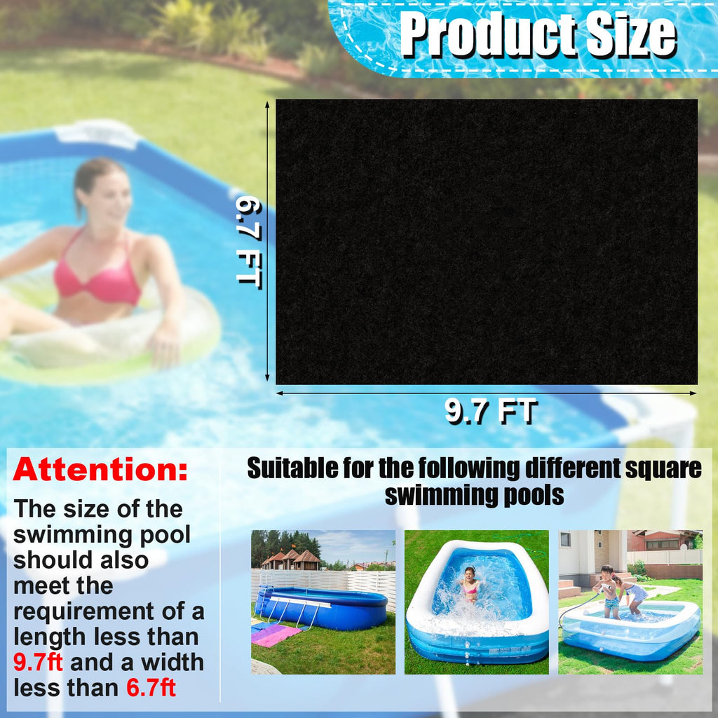 VICAMB 9.7 x 6.7ft Rectangular Pool Liner Pad for Above Ground Swimming Pools,220g/㎡ Heavy Duty Pool Ground Mat Under Pool Pad,Pools Bottom Liner Protector to Prevent Puncture and Extend Liner Life