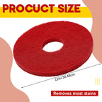Teenyyou 2 Pcs 12" Red Scrubbing Pads Commercial Cleaning Orbiter Pads-Maintenance Non Woven for Floor Buffer Machine