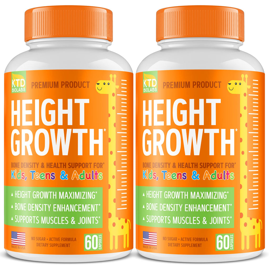 KTD BIOLABS Pack of 2 Height Growth Maximizer - Made in USA - Natural Height Increase Booster & Teen Vitamins - Pills to Grow Taller at Any Age - Bone Growth Supplement for Adults & Kids