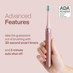 Aquasonic Icon ADA-Accepted Rechargeable Toothbrush | Magnetic Holder & Slim Travel Case | 2 Brushing Modes & Smart Timers | Gentle Micro-Vibrations (Pearl)