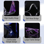 UNCO- Safety Glasses Over Eyeglasses, 2 Pack, Dark Blue and Purple Handle, Anti Fog Safety Goggles Over Glasses, Protective Eyewear