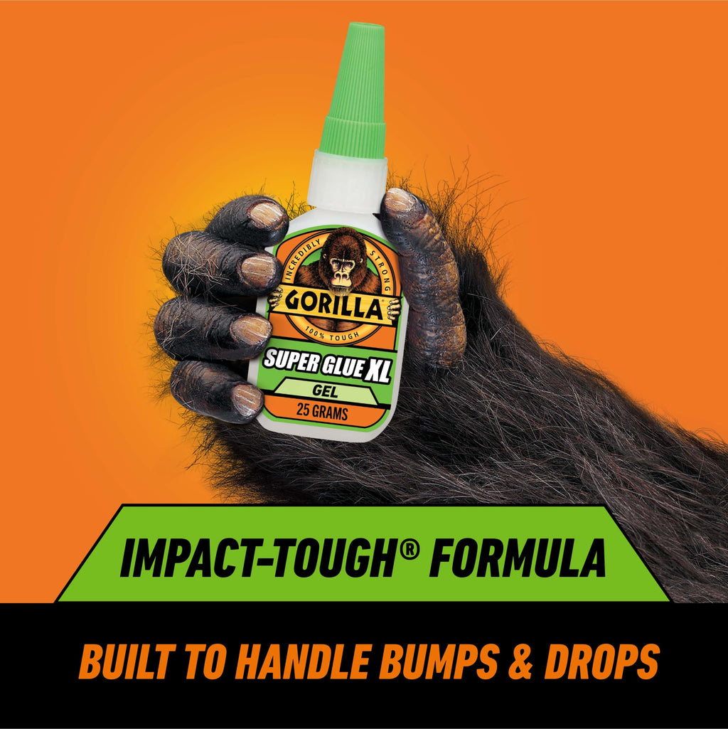 Gorilla Super Glue Gel XL, Clear 25g, 1-Pack, Fast Setting, No Drip