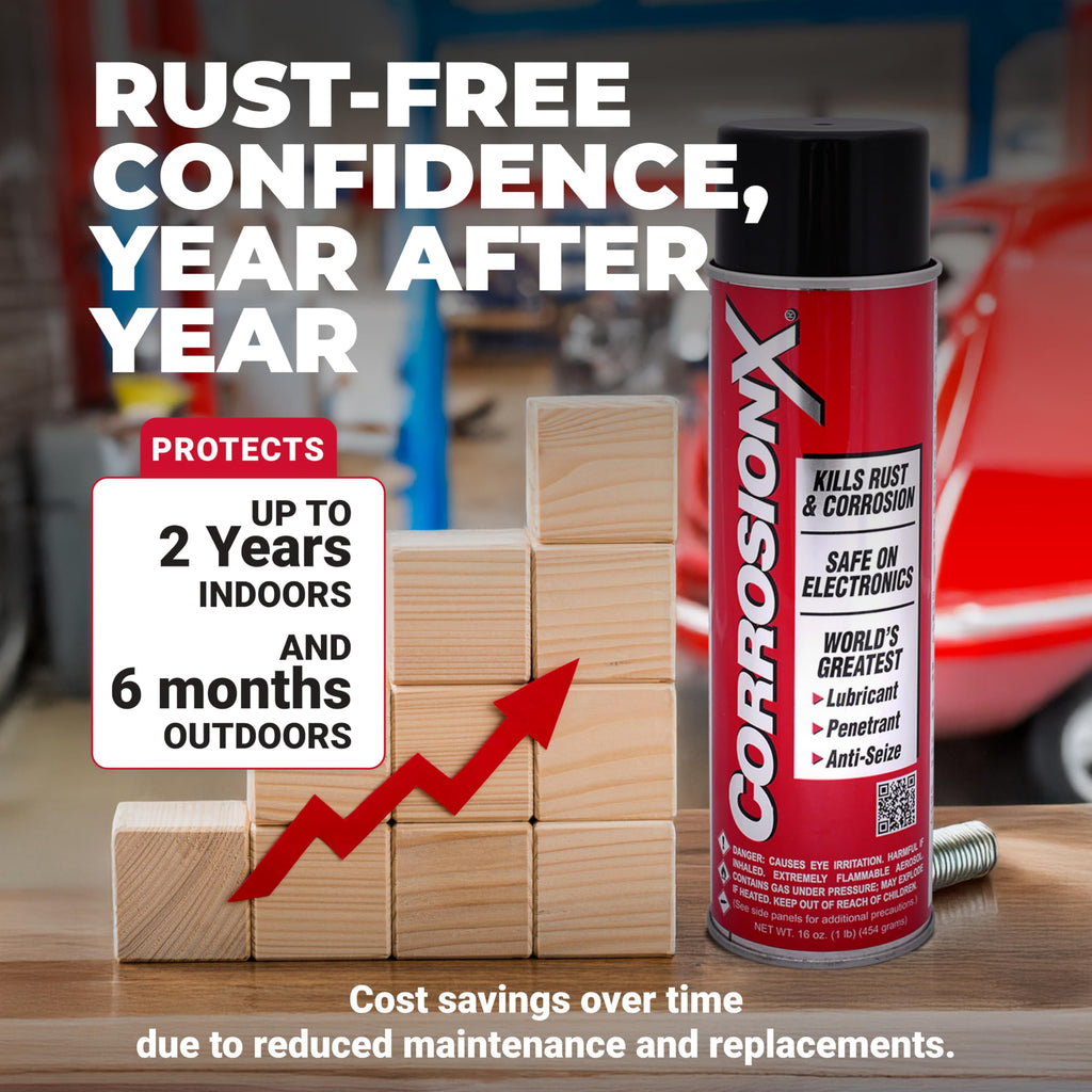 CorrosionX Rust Inhibitor, Industrial-Strength Dielectric Corrosion Prevention, Lubricant & Penetrant for Marine, Automotive, Electronics & RV Use, Protects Bolts, Cables, Engines, 16oz Trigger Spray