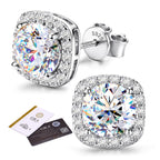 GEMQUEEN Moissanite Halo Earrings Studs 925 Sterling Silver, 2CTW