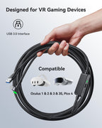 INIU Link Cable, [16FT 5m] VR Cable USB 3.0 High Speed Type C Charger Cable Fast Charging While Playing,USB to USB C Cable for Meta Oculus Quest 3S 3 2 Pico 4 Accessories and Gaming PC Steam VR