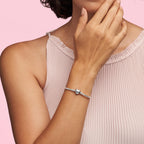 PANDORA Heart Clasp Snake Chain Bracelet - Heart Clasp - Romantic Jewelry for Her with Gift Box - Compatible Moments Charms - Sterling Silver - 9"