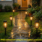 ILANCK Solar Lights Outdoor Waterproof, 8 Pack 21" Solar Pathway Lights with Metal & Glass, Auto On/Off Garden Lights for Yard, Landscape, Driveway Walkway