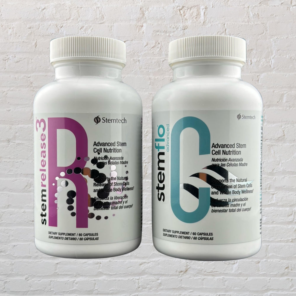 Stemtech StemRelease3 & StemFlo Combo Pack | Supports Stem Cell Renewal, Circulation, Detox & Cardiovascular Health | with SE3, Fucoidan, Curcumin, AFA Extract & Enzymes | 30 Servings