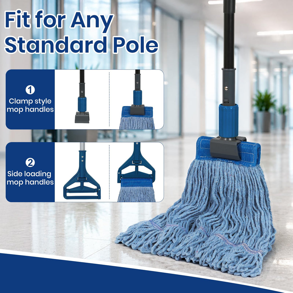 Commercial Mop Head Refills 6 Pack, Heavy Duty Cotton Loop End Mop Heads for Industrial Floor Cleaning, Super Absorbent String Mop Replacements for Restaurant, Garage, Warehouse (16oz)
