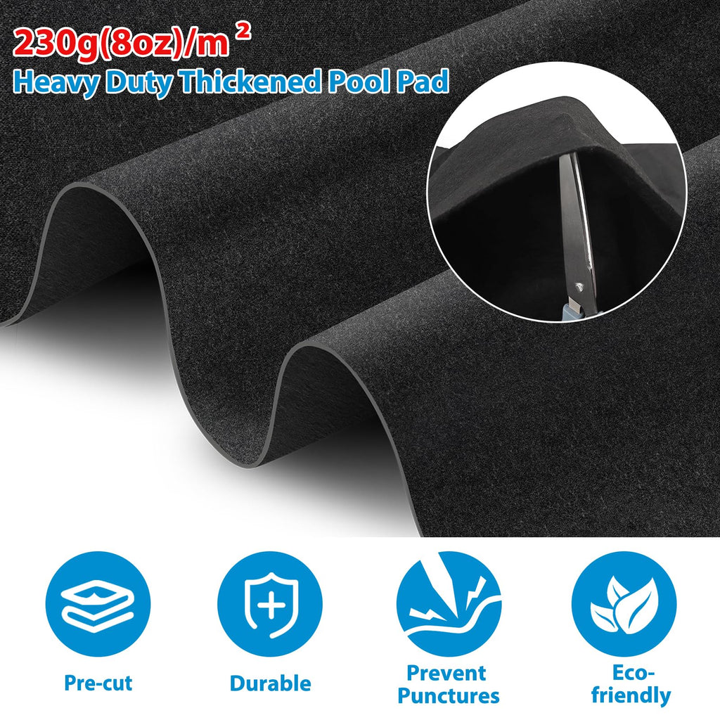 Thickened Pool Liner Pad for Above Ground Pool,Heavy Duty 18 FT Round Under Pool Mat Padding, Pool Ground Pad Mat Under Pool for Pool Bottom, Prevent Punctures, Extend Liner Life