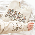 Personalized Floral Embroidered Applique Mama Sweatshirt for Women, Custom Mom Gifts from Grandkids, Mama Sweater, Mom Crewneck, Mother's Day Apparel, Mother Birthday, Christmas 2026