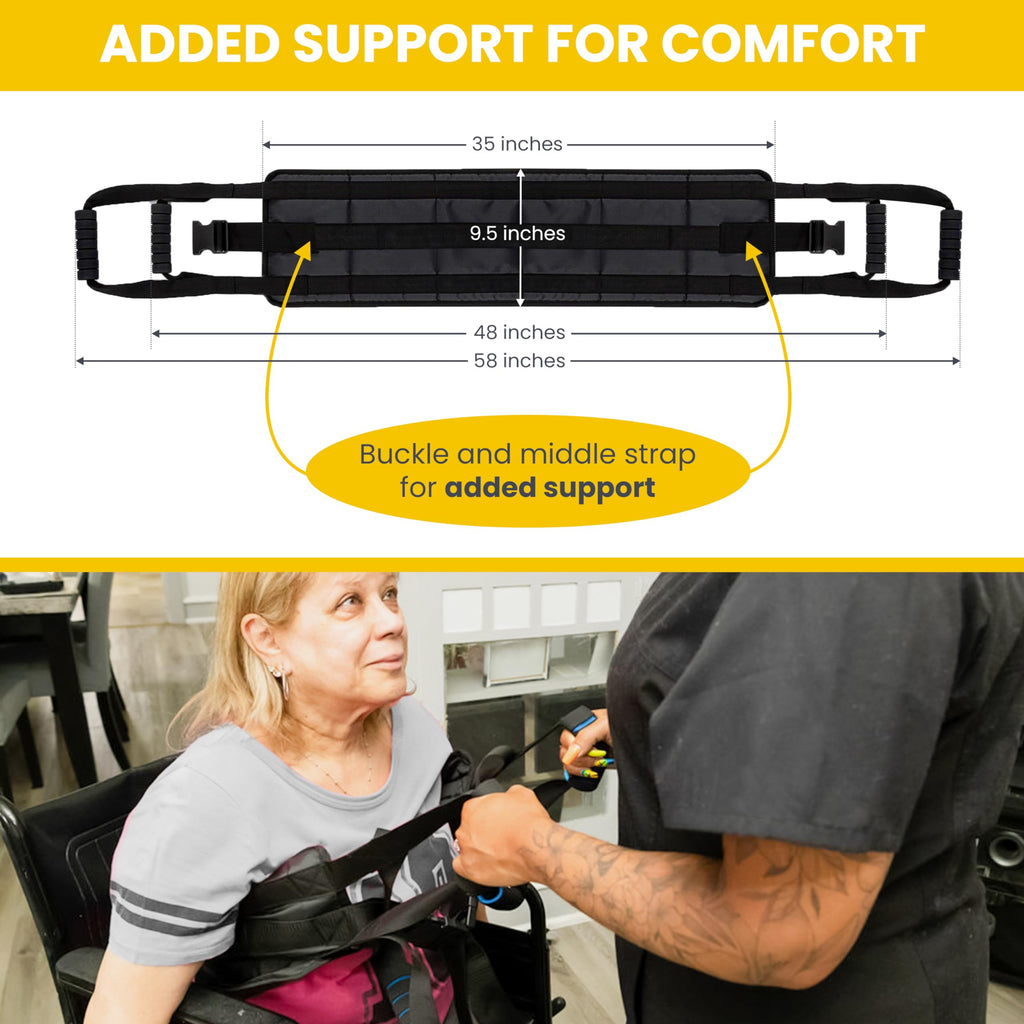 35 Inch Patient Transfer Sling For Elderly and Disabled - Lift Assist for Elderly, Gait Belt For Seniors, Patient Lift Mobility Equipment For Elderly, Transfer Belt Lifting Strap for Bedridden Injured