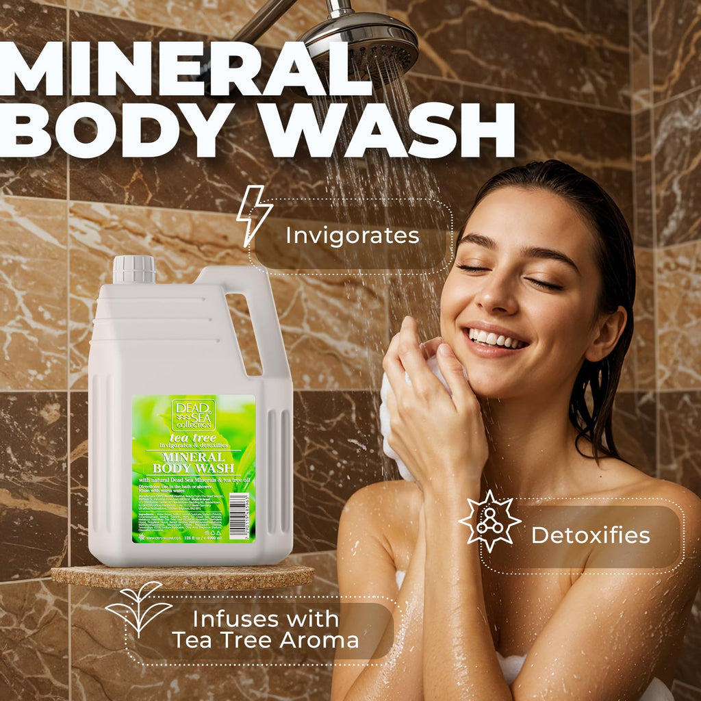 Dead Sea Collection Tea Tree Body Wash Refill for Women and Men – Bulk Size with Dead Sea Minerals and Tea Tree Oil – Cleanses and Moisturizes Skin (128 fl. oz)