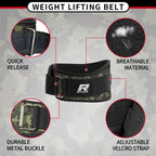 RitFit Self-Locking Weight Lifting Belt Gym Belt Great for Weightlifting, Squats, Lunges, Deadlift, Thrusters Men and Women Lifting Belt- 6 Inch/Camo