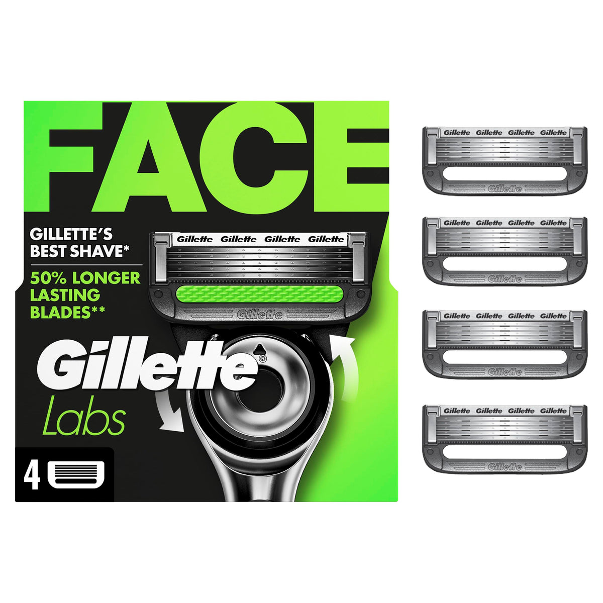 Gillette Labs Razor Blade Shaving Refills for Men, 4 count