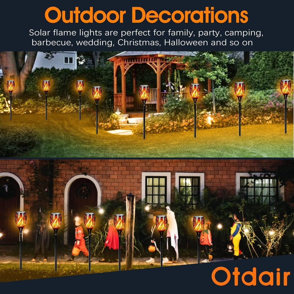Otdair 96 LED Solar Lights Outdoor Upgraded 6 Pack, 43" Tall & Super Larger Size, Waterproof Torches for Outside, 2200mAh Solar Solar Torch Light with Flickering Flame for Path Yard Garden