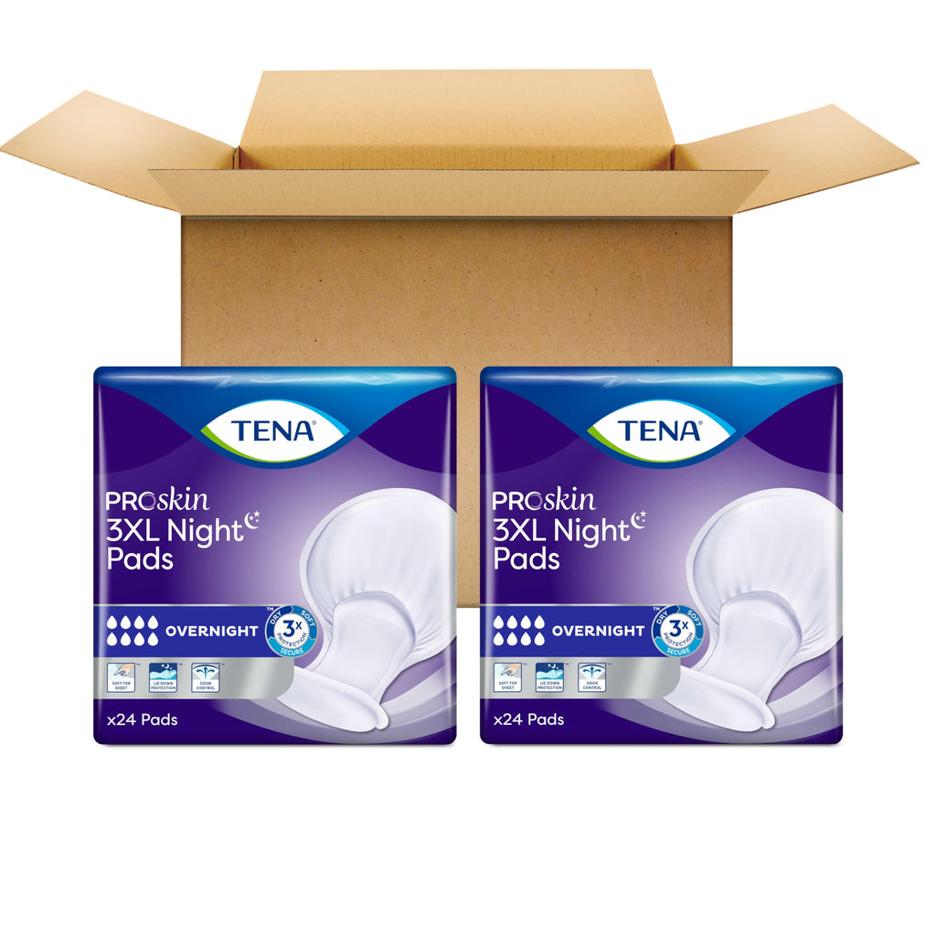 TENA ProSkin 3XL Overnight Incontinence Pads for Women and Men, 48 Count