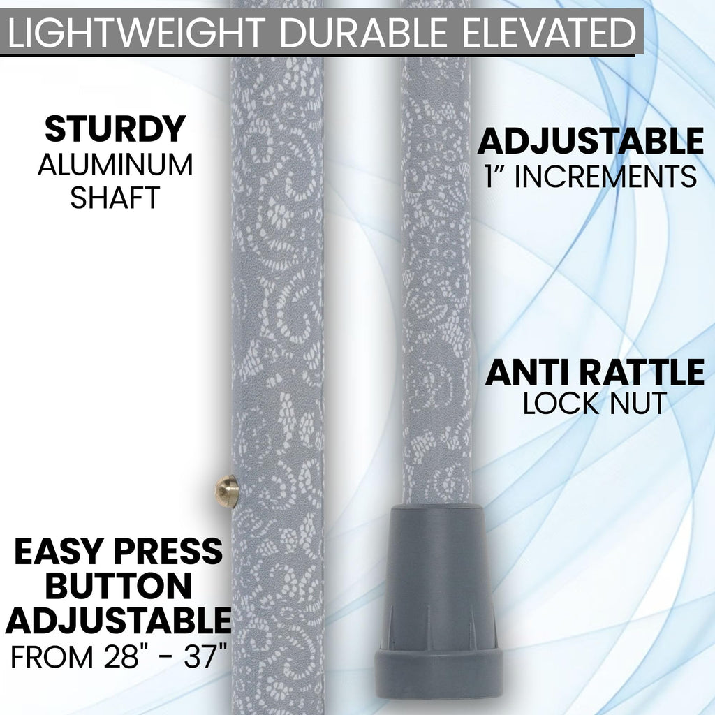 Graceful Lace Designer Adjustable Cane w/Rhinestone Collar