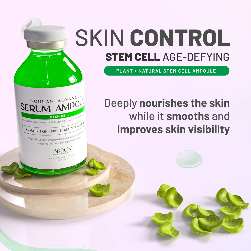 BRÜUN SC - Control Stem Cell Ampoule - Micro Needling Korean Serum Booster for Face and Body to Use with and without Derma Pen Microneedling Skin Care Serum 1.18 fl.oz