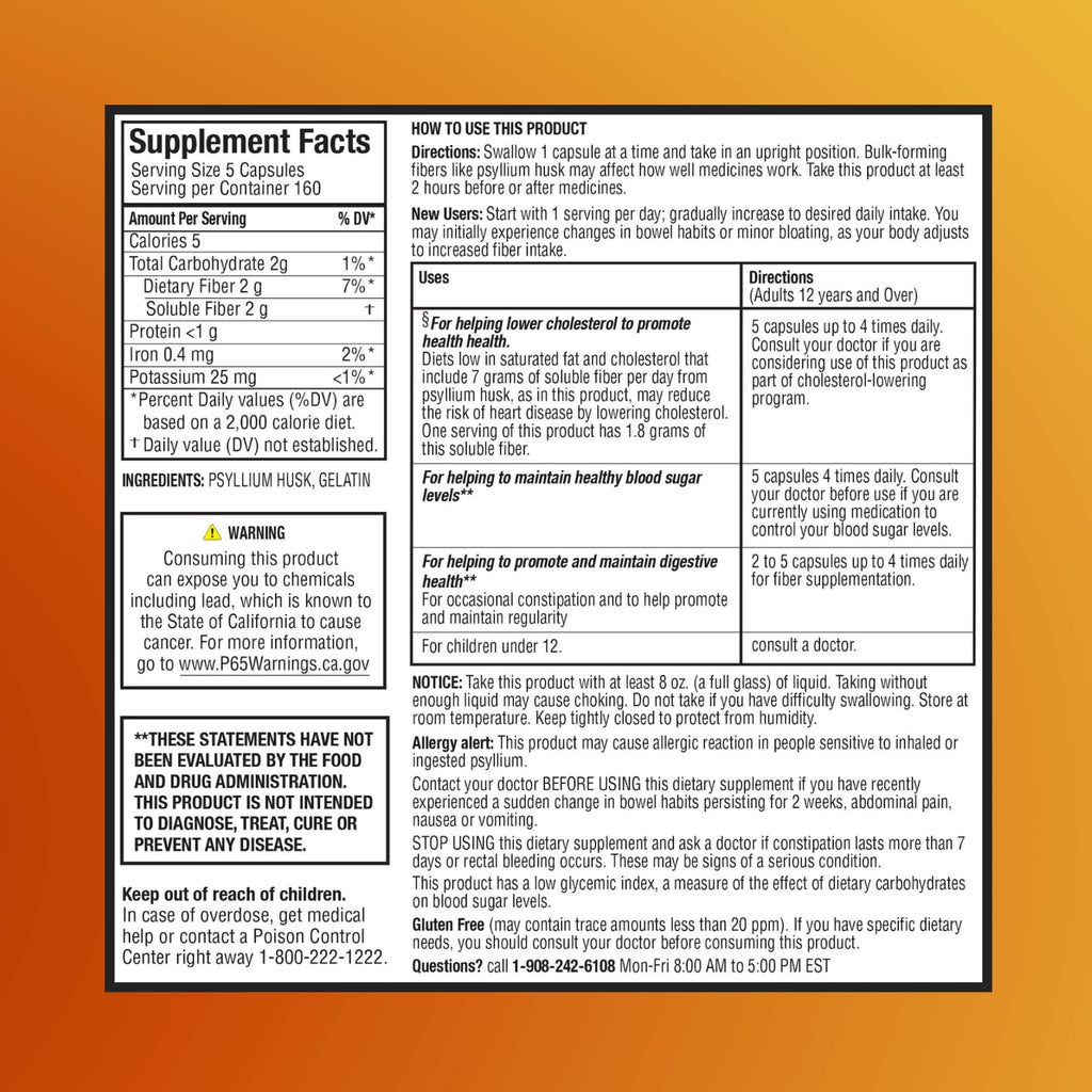 GoodMeds Psyllium Husk Fiber 520mg Capsules Supplement Soluble Dietary Colon Support for Women and Men, Restore Digestive Regularity and Balance (800 Count)
