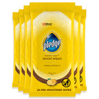 Pledge Expert Care Enhancing Wood Wipes, Lemon Scent (Pack of 6, 144 Total Count), Yellow