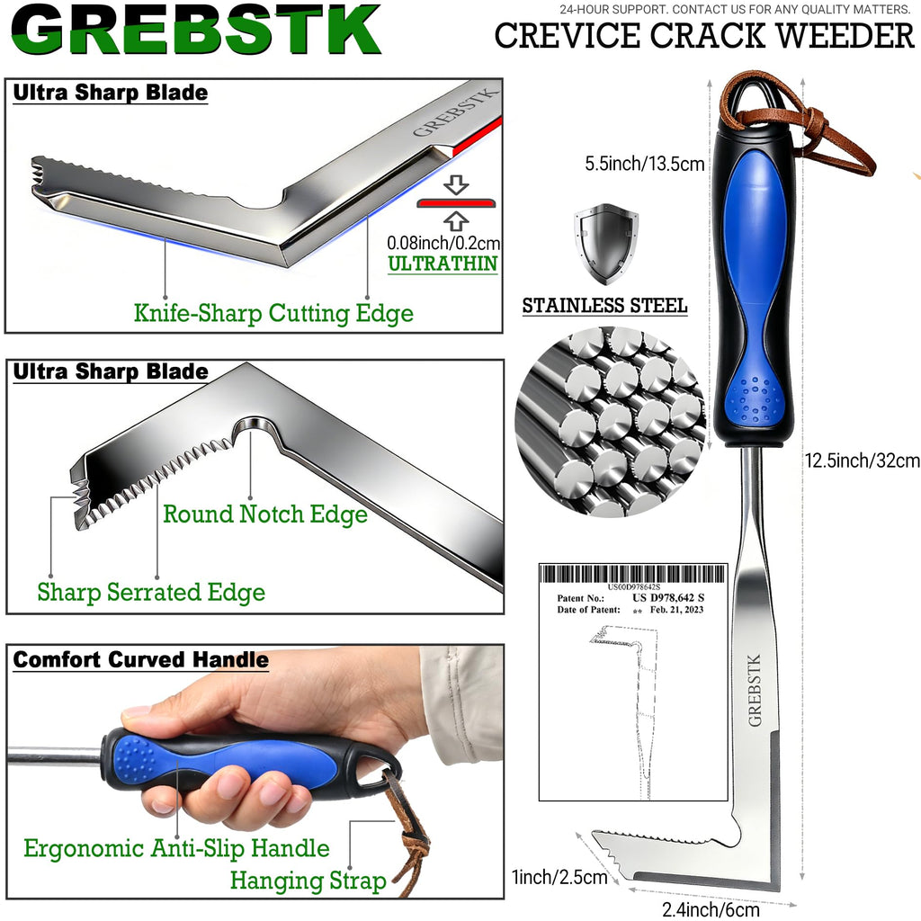 GREBSTK Crack Weeder Crevice Weeding Stainless Steel Sharp Lightweight Tool