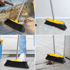 Yellow Indoor Broom 54" Long Handle House Brooms for Floor Cleaning Sweeping Broom for Kitchen, Garage, Lobby, Patio and Garden