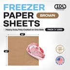 Brown Freezer Paper Sheets 12" x 12", Pack of 1000 - USA-Made Paper Sheets for Long-Term Freezing of Meat & Fish - Freezer Pads for Quilting - Bakery Tissue Wraps for Food Storage by IDL Packaging