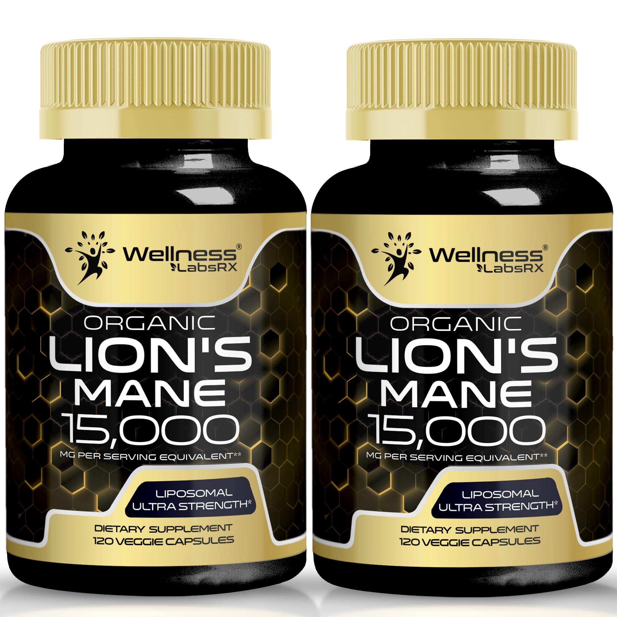 Lions Mane Supplement Capsules - 120 Count - Mushroom Supplement, Brain Supplements for Memory and Focus, Lion's Mane Mushroom Capsules - Cognitive & Immune Support, Focus Supplement - 2 Pack
