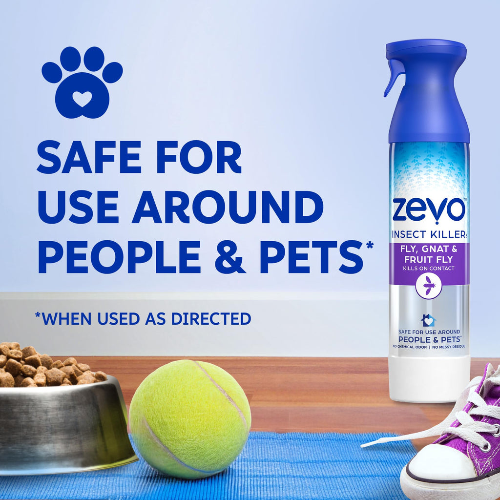 Zevo Flying Insect Killer Spray - Bug Spray for Home Use - Versatile Gnat, Mosquito, Fruit Fly Killer & More - with Rosemary & Cornmint Oil - for Indoor & Outdoor Use (3 Bottles)