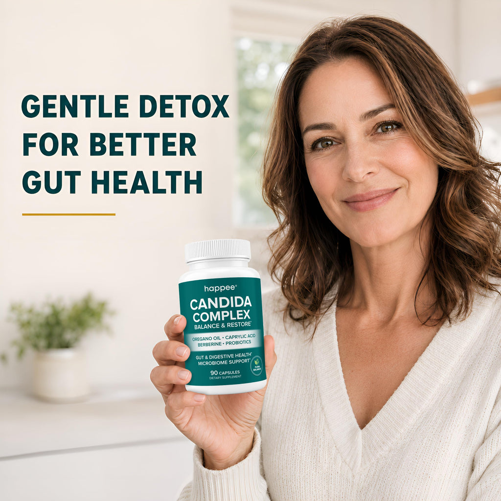 Happee Candida Cleanse Detox Supplement, Gut & Digestive Health, 90 Caps