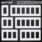 BESTTEN 50 Pack 1 Gang Screwless Decorator Wall Plate, USWP6 Gloss Snow White, Decorative Outlet Cover, Decor Light Switch Face Plate, H4.69” x W2.91”