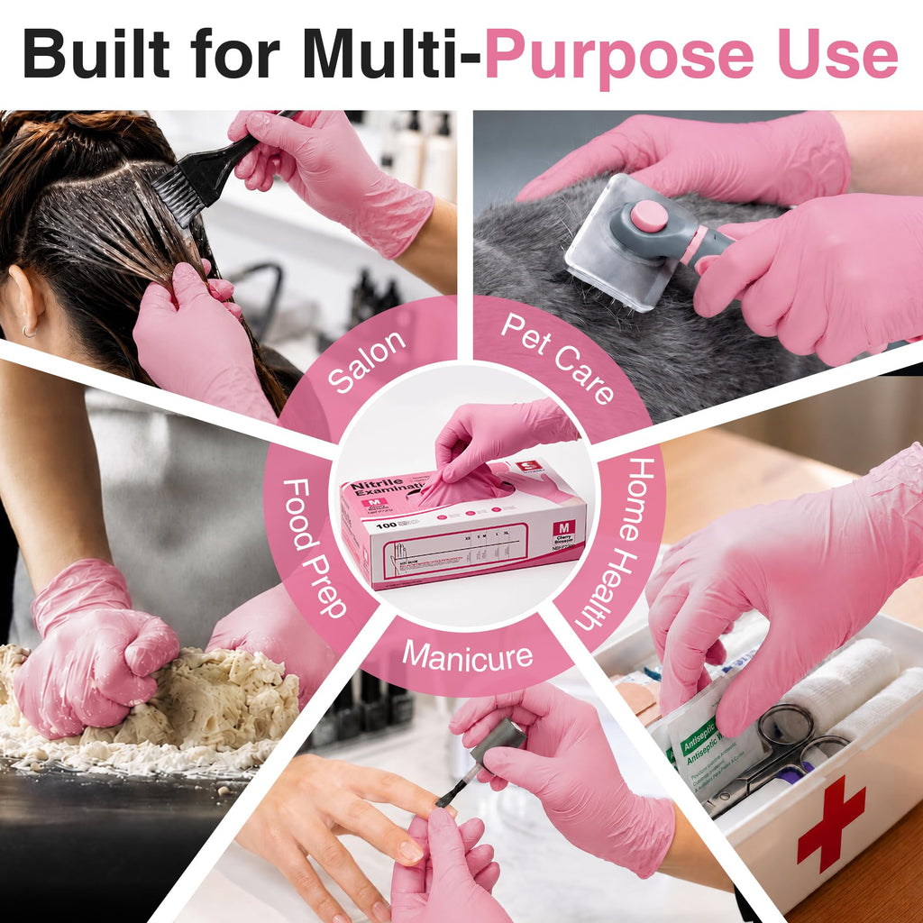 Schneider Medical Nitrile Exam Gloves, Powder & Latex Free, Pink 100 Ct