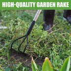 YEELOR 3-Tine Long Handle Tiller, Garden Cultivator with 55"-15.5" Adjustable Handle, for Loosening Soil, Tilling, Weeding and Fertilizing, Suitable for Elderly and Women